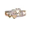 Anillo Abierto de Lujo Ligero con Forma de Corazón Incrustado de Diamantes para Mujer, Modernos Anillos de Pareja con Circonita Microincrustada, Joyería de Regalo para el Día de San Valentín