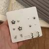 Pendientes geométricos de estrella de cinco puntas negros, bonitos y geniales, con combinación de diseño de tablero de ajedrez, pendientes de moda que combinan con todo, con calaveras para mujer.