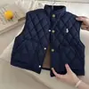 Chaleco de algodón grueso para niños, nuevo estilo otoño e invierno 2026, top a cuadros para niños, chaleco liso para bebé, elegante para niñas