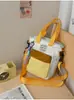 Nuevo Bolso de Mano con Diseño de Bloques de Color Dopamina Estilo Coreano Letras Bolsa Cruzada Ligera para Deportes al Aire Libre Bolsa para Padres e Hijos Bolsa de Viaje