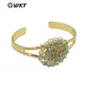 WT-B642 nuevo colgante de piedra preciosa con cuentas de colores diseño hueco de latón 18K pulsera ajustable para mujer