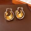 Aretes de Corazón Ovalado de Zirconia Plisada, Aretes de Lujo Ligero de Alta Gama, Aretes Metálicos de Moda al por Mayor