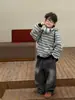 Sudadera con Forro Polar para Niños de Algodón Tienda Transfronteriza, Sudadera Rayada Estilo Coreano de Otoño para Niños, Ropa Casual Nueva para Niños 2026
