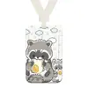 Funda para tarjeta de corazón de niña mapache estudiante de campus tarjeta de comida control de acceso a autobús insignia certificado cordón largo soporte protector