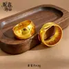 Nuevo Estilo Chino Tendencia Nacional Método Antiguo Oro de Arena Superficie Brillante Banda Ancha Anillo Fu Dentro con Cien Bendiciones Anillo de Banda Lisa Ajustable Anillo de Dedo Versátil