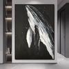 Pintura al óleo pintada a mano, ballena en blanco y negro, porche, pintura decorativa, moderna, sencilla, sala de estar, sofá, fondo, pared, pintura colgante de alto sentido