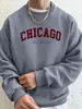 Sudadera para Hombre Chicago Illinois Estampado Creativo Cuello Redondo Lana Superior Bolsillo Lateral Sudadera