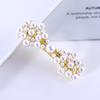 Acessórios de cabelo de celebridade da internet estilo coreano para mulheres Grampo de cabelo com laço de pérola e strass Clipe lateral de cisne para franja Clipe de mola de metal com diamante colorido