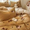 Estilo Ins Toalha de Algodão Puro Bordada Roupa de Cama Conjunto de Quatro Peças 100% Algodão Roupa de Cama Infantil Capa de Edredom Lençóis Conjunto de Três Peças com Elástico