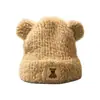 Gorro Lindo de Oso para Bebé y Niño Pequeño, Gorro de Punto Cálido con Forro de Felpa para Proteger los Oídos, Gorro de Lana de Felpa Amigable con la Piel para Niños y Niñas
