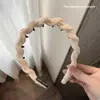 Aro de Cabelo Ondulado de Tecido Estilo Coreano para Lavagem de Rosto Feminina com Dente Antiderrapante Cartão de Pressão para Cabelo Fofo Topo Craniano Faixa de Cabelo Acessórios para Cabelo