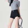 Jeans Curvos Sexys para Mujer Verano 2025 Elásticos Dos Botones Chica Popular Petite de Corte A Shorts Calientes Uso Personalizado
