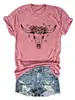 Amazon eBay tienda independiente moda casual para mujer patrón de cabeza de vaca flor estrella algodón manga corta camiseta camisa base para exportación