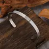 Pulseira de Aço Titânio Transfronteiriça, Pulseira de Aço Inoxidável Elegante e Simples, Pulseira Aberta em Forma de C Não Desbota, Joia de Mão Versátil Atacado