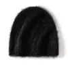 Gorro de Cúpula Simple Versátil 100% Cachemir Puro Cepillado Unisex Tejido Borde Enrollado Cubre Cabeza Simple Protección para los Oídos Gorro