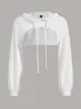 Moletom com Capuz Popular Europeu e Americano Transfronteiriço Feminino, Blusa Cropped Solta da Moda com Mangas Longas