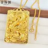 Tienda de Oro Mismo Estilo Alta Retención de Color Colgante Dragón Dorado Antiguo para Hombres, Estilo Vintage Colgante Dragón del Zodiaco Venta al por Mayor