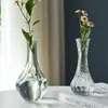 Comercio Exterior Lujo Ligero Retro Jarrón Pequeño Vidrio Repujado Mini Jarrón Transfronterizo Estilo Ins Arreglo Floral Hidropónico Transparente para Sala de Estar