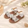 Sandálias Princesa Antiderrapantes para Meninas com Laço de Strass e Velcro, Sandálias da Moda para Festas e Praias