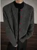 Cárdigan abotonado vintage de color marrón oscuro para hombres y mujeres, holgado de otoño, tejido sofisticado y casual