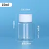 Botella de plástico de 30 ml/50 ml, botella cuadrada pequeña, botella dispensadora con tapa de cápsula transparente, botella pequeña de PET de grado alimenticio de boca ancha para medicamentos