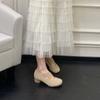 Zapatos Mary Jane de Verano de Boca Baja de Punta Redonda Adelgazantes con Correa Cruzada Stomeshy Tacón Grueso Novedad 2024 Zapatos de Trabajo para Mujer