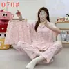 Pijama lindo de cachorro de manga larga para mujer, primavera, otoño, verano, algodón nube de manga corta, pantalón largo, conjunto de tres piezas, ropa de casa de dibujos animados