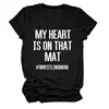 Mi Corazón Está en Ese Sitio Independiente de Deseos Estilo Europeo y Americano Camiseta Casual Simple de Manga Corta con Cuello Redondo para Mujer para Exportación