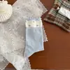 Meias Peijo com blocos de cor e estampa floral com babados, meias de algodão puro com babados estilo coreano para meninas, meias sem costura doces Zhuji
