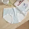 Roupa Íntima Feminina de Algodão Puro com Estampa Floral Doce, Amiga da Pele e Respirável 10A Antibacteriana, Gancho Estendido, Cobre o Quadril Elástico, Roupa Íntima Feminina de Algodão