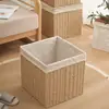 Cesta de armazenamento tecida à mão, caixa de armazenamento para lanches, cesta de bambu, cesto de roupa suja, caixa de armazenamento grande para calças
