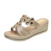 Sandalias de cuña con diamantes de imitación transfronterizas europeas y americanas para mujer, tacones altos, atuendos de moda de celebridades cibernéticas, sandalias de plataforma