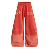 Avickk "Atardecer Costero" Retro Americano Lavado Insignia Degradada Scimitar Pantalones Casuales Unisex Pantalones Largos