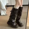 Nova Coleção Primavera/Outono 2026: Botas de Cavaleiro Plataforma de Cano Alto Melard Salto Bloco Emagrecedoras Estilo Britânico Moda Sapatos Únicos