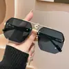 Gafas de Sol Nuevas Transfronterizas para Hombres y Mujeres, Cuadradas de Marco Delgado para Adelgazar Rostro Grande, Gafas de Sol de Medio Marco de Moda Anti-UV