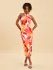 2026 Vestido de Mujer Bodycon Elegante con Estampado Cruzado y Cuello Halter sin Mangas para Comercio Exterior Transfronterizo Europeo y Americano Amazon Nuevo Producto