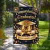 Bandera de Jardín para Fiesta de Graduación Negro Oro Lentejuelas Diseño de Birrete Decoración para Fiesta de Ceremonia Telón de Fondo Muro de Fotos