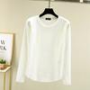 Outono e Inverno estilo coreano feminino slim gola redonda camiseta básica de Veludo T-shirt quente top versátil com forro de fleece espessado plus size