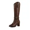 Novas Botas de Cavaleiro com Fivela de Cinto Botas Western Botas Altas Botas de Salto Grosso 33-52 Botas de Comércio Exterior da Amazon