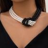 Estilo europeu e americano moda retro costura atada multi-camada imitação de pérola colar de pérolas francês frisado clavícula cadeia gargantilha