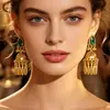Brincos de franja com sino vintage estilo indiano, best-seller transfronteiriço, brincos de luxo leve com adornos de cristal em formato de gota, estilo étnico