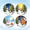 Nuevos posavasos planos de madera navideños transfronterizos con diseños de Papá Noel, motocicleta, renos y árbol de Navidad para decoración y regalo al por mayor
