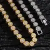 Conjunto de Joyería de Cadena de Tenis de Circonita Redonda Estilo Europeo y Americano, Conjunto de Dos Piezas de Pulsera y Collar Redondos, Joyería de Mano Cubana y Accesorio para el Cuello