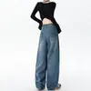 Jeans de Pierna Ancha Estilo Guadaña para Mujer Tendencia Primavera y Otoño 2026 Versátiles Nuevos de Cintura Alta Sueltos Adelgazantes Estilo Americano Pantalones Guadaña