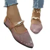 Moda Nuevos Zapatos de Malla Hueca con Correa de Hebilla de Una Palabra para Mujer Punta Redonda Boca Baja Fondo Plano Mallas Mary Janes Zapatos de Mujer