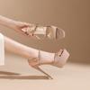 1488-3 Sandalias Sexy de Tacón Alto Cuadradas para Mujer Que No Cansan los Pies, Zapatos de Tacón de Plataforma Impermeables de Punta Abierta Stiletto para Mujer