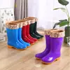 Zapatos de Agua Cálidos de Cuatro Estaciones Caña Media Antideslizantes Zapatos de Lluvia Estilo Coreano Botas de Lluvia para Mujer Impermeables Zapatos para Lavado de Autos Moda Zapatos de Trabajo para Cocina