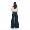 Cross2026 Outono/Inverno Novos Jeans Femininos Americanos Retrô Desgastados Lavados Cintura Média-Baixa Soltos de Perna Larga