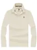 Camisa polo de manga larga de lujo ligero para hombre, hecha de algodón mercerizado, color liso, con un pequeño bordado de caballo en el cuello, adecuada para el uso diario y para ir al trabajo en primavera y otoño