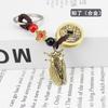 Llavero de calabaza de cobre con cinco monedas del emperador, colgante personalizado, creativo, pequeño, joyería, ábaco, llavero de coche para hombre, adornos